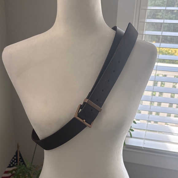 All Saints Brown Leather Belt with Gold-Tone Buckle - Picture 2 of 3